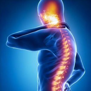 graphic human figure with pain in spine