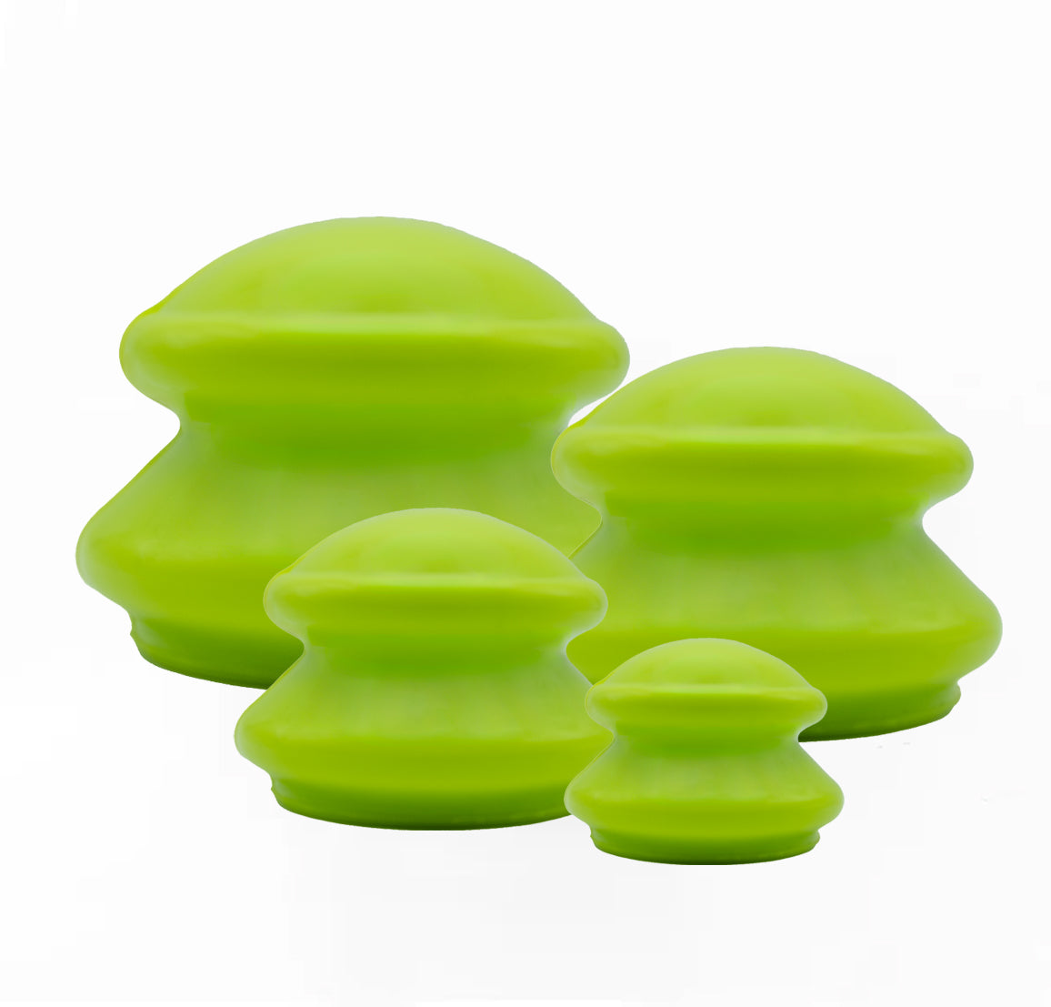 4 green suction cups in 4 different sizes