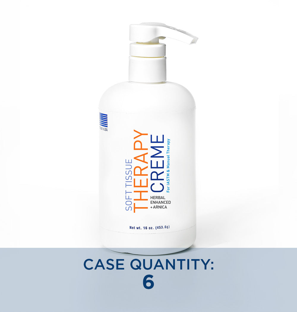 Soft Tissue Therapy Creme massage cream 16oz bottle with pump with text case quantity: 6