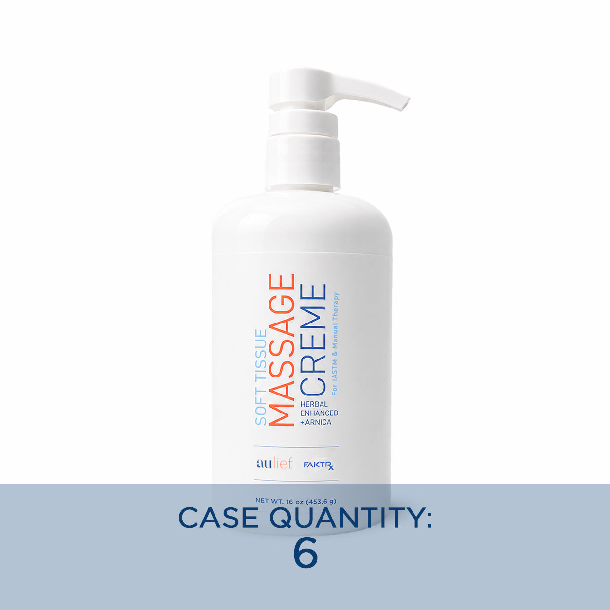 Soft Tissue Therapy Creme massage cream 16oz bottle with pump with text case quantity: 6