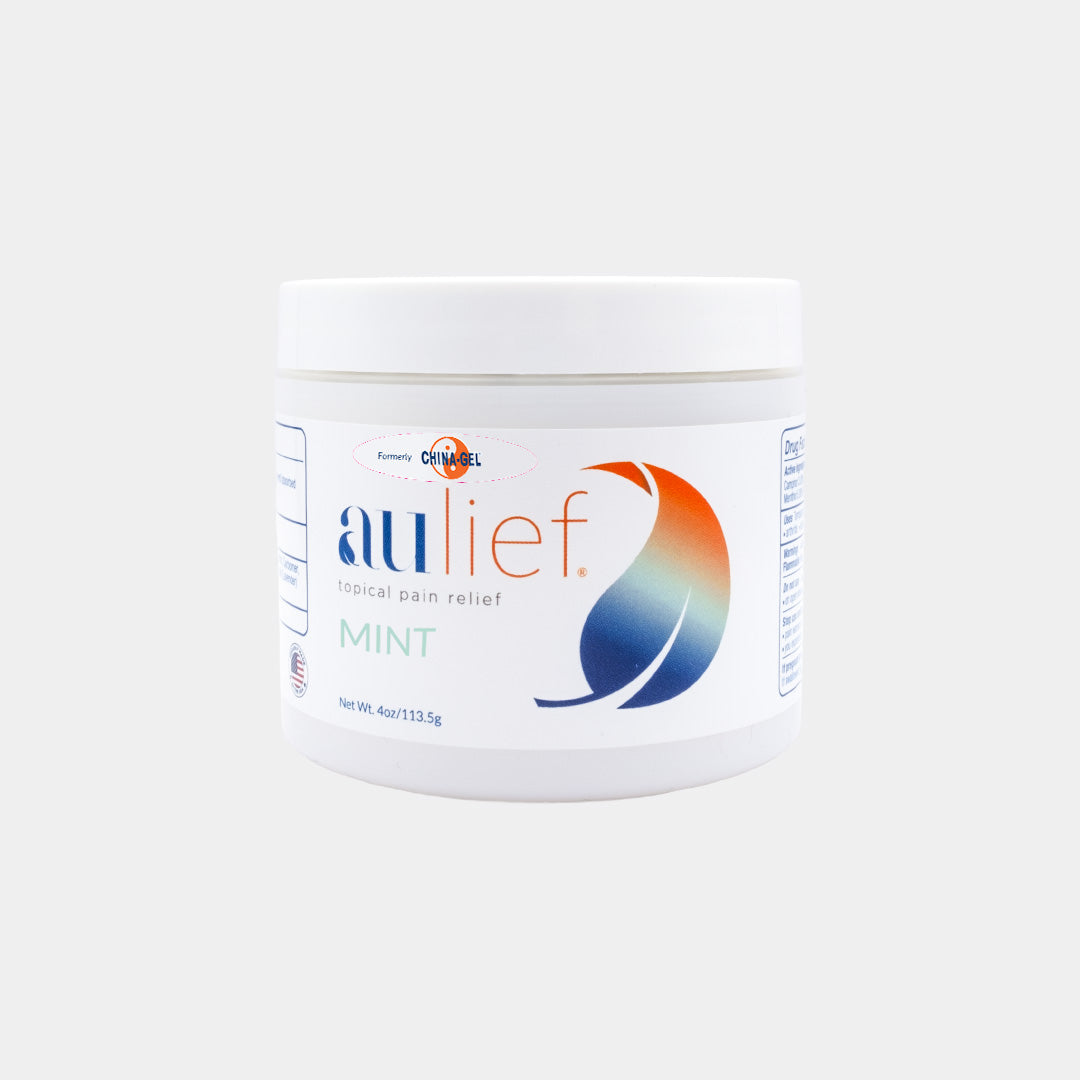 aulief topical pain relief cream mint, 4oz jar, with sticker formerly China-Gel