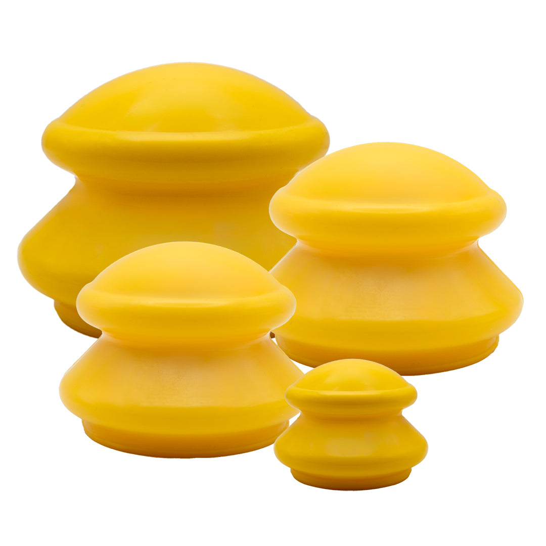 4 yellow suction cups in 4 different sizes