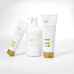 aulief topical pain relief collection including 16 oz pump, 3.2 and 7 oz tubes and 0.12 oz packets